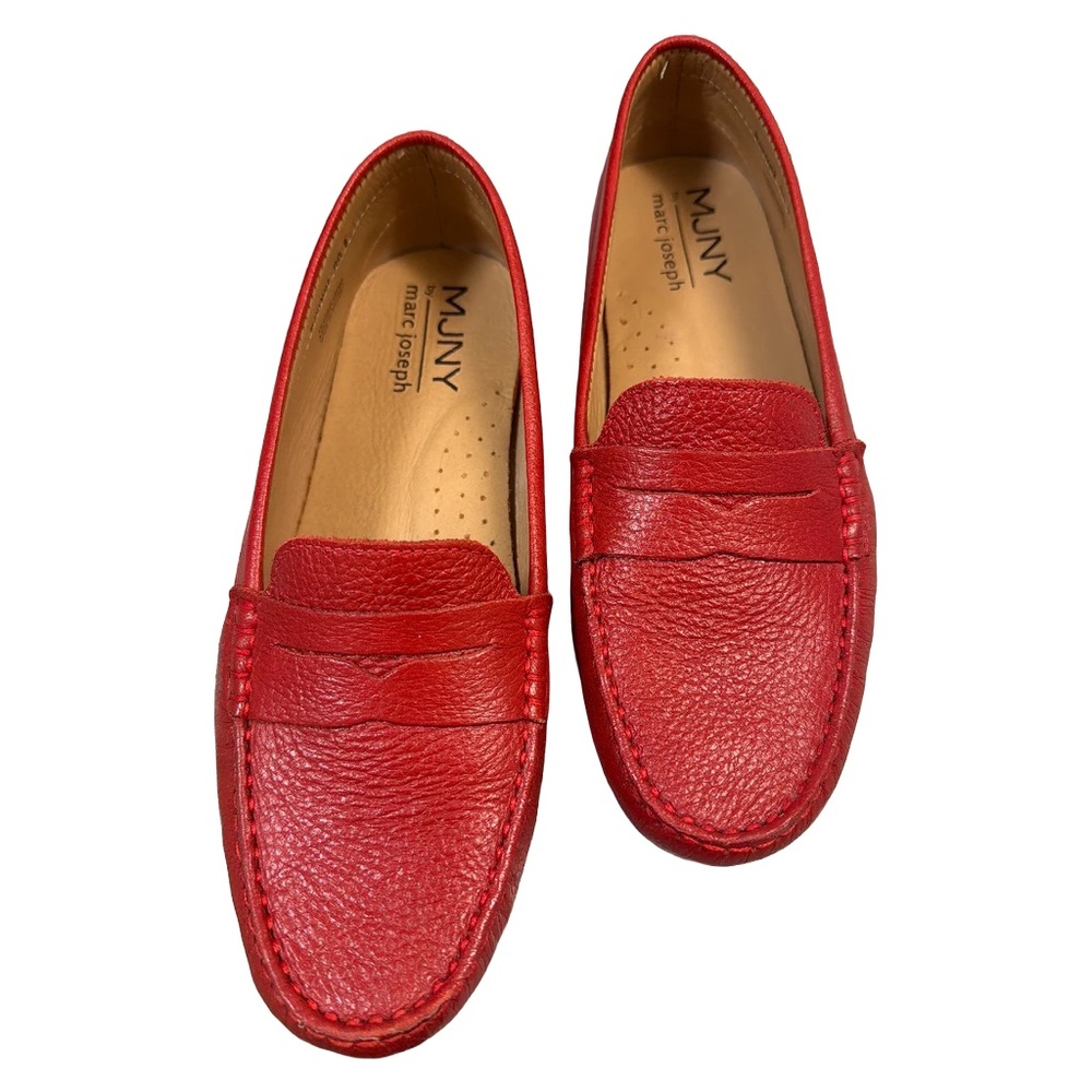 Marc Joseph Women’s Red Pebbled Leather Driving Loafers Size 8 Made in Brazil - Picture 7 of 13